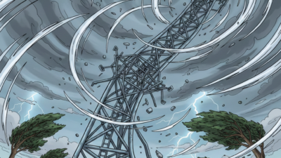 Ilustrasi Tower Diterjang Angin Kencang.(AI)