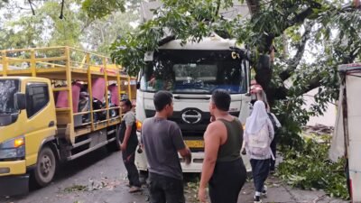 Truk Tronton Alami Kecelakaan Tunggal di Sukaluyu Cianjur