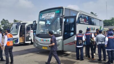 Satlantas Polres dan Dishub Cianjur Gelar Ramp Check Bus di Terminal Pasir Hayam