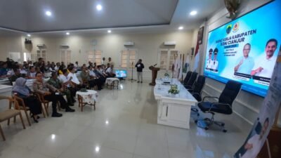 Rakerkab KONI Kabupaten Cianjur Tahun 2025 yang digelar di Bale Praja Komplek Pendopo Cianjur, Jumat 27 Februari 2026.