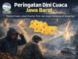 Peringatan Dini Cuaca Jawa Barat 2 April 2026, Hujan Lebat Disertai Petir Berpotensi Terjadi Siang Ini