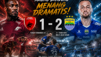 Dramatis di Parepare! Persib Bandung Taklukkan PSM 2-1 dan Selangkah Lagi Raih Gelar Juara