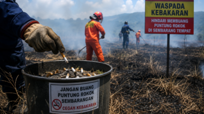 Satpol PP Cianjur Ingatkan Bahaya Puntung Rokok Saat Kemarau