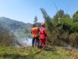 Kebakaran Lahan di Jalan Raya Cipanas Diduga Berasal dari Pembakaran Sampah