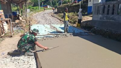 Hari Kelima TMMD Ke-129 Cianjur, Betonisasi Jalan Tembus 51 Persen