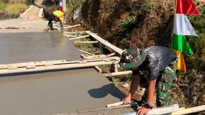 Hari Keempat TMMD Ke-129 Cianjur, Pembangunan Jalan Beton Telah 47,93 Persen
