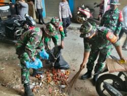Koramil Cipanas Gelar Kerja Bakti, Ajak Warga Jaga Kebersihan Lingkungan
