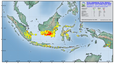 BMKG Deteksi Ribuan Titik Panas di Indonesia, Kalimantan Catat Sebaran Tertinggi